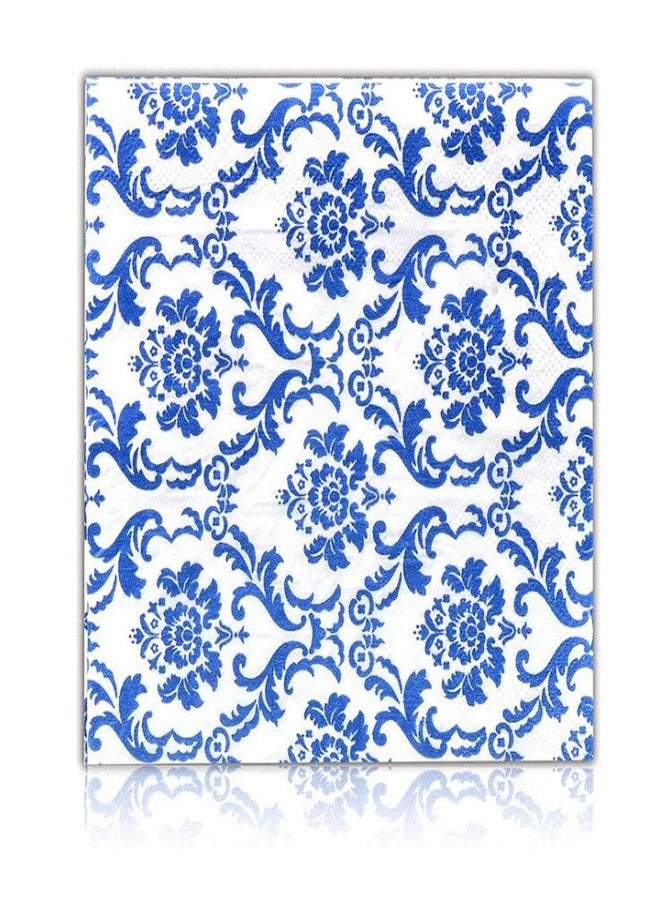 YIH Blue Floral Cocktail Napkins For Wedding Party Birthday With 2 Layers, Paper Luncheon Napkin, 13x13 Inch (20) - Image 3